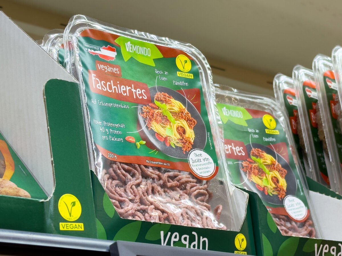 Photo shows a package of meat-free mince, part of Lidl's private label plant-based food line