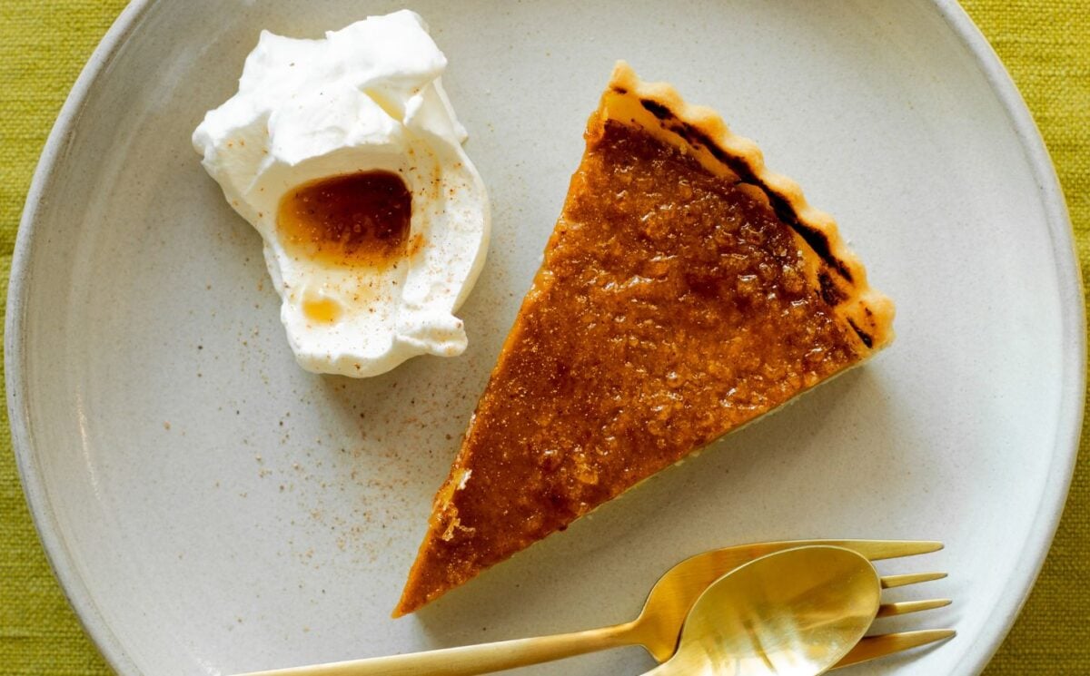 pumpkin and bourbon brulee tart with a maple syrup and bourbon sauce for wholesome orange veggie recipes