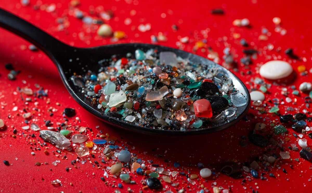 a picture of a spoon of microplastics to illustrate the impact of microplastics in the human body