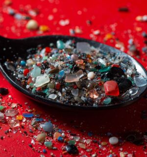 a picture of a spoon of microplastics to illustrate the impact of microplastics in the human body