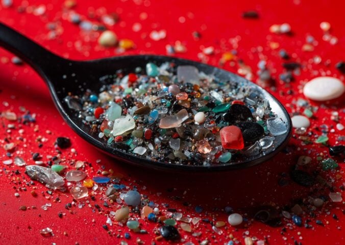 a picture of a spoon of microplastics to illustrate the impact of microplastics in the human body