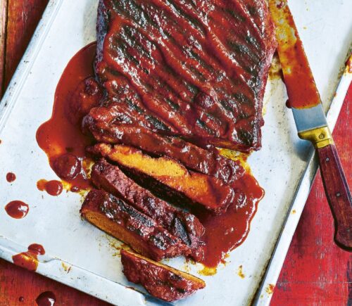 sweet cranberry glazed BBQ ribs with seitan ribs, a cranberry and orange sauce, and allspice