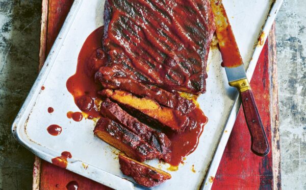 sweet cranberry glazed BBQ ribs with seitan ribs, a cranberry and orange sauce, and allspice