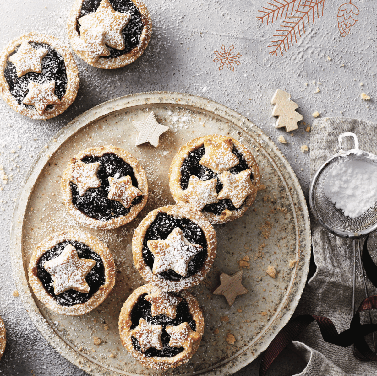 festive plant based mince pies with apples, dates, and sultanas