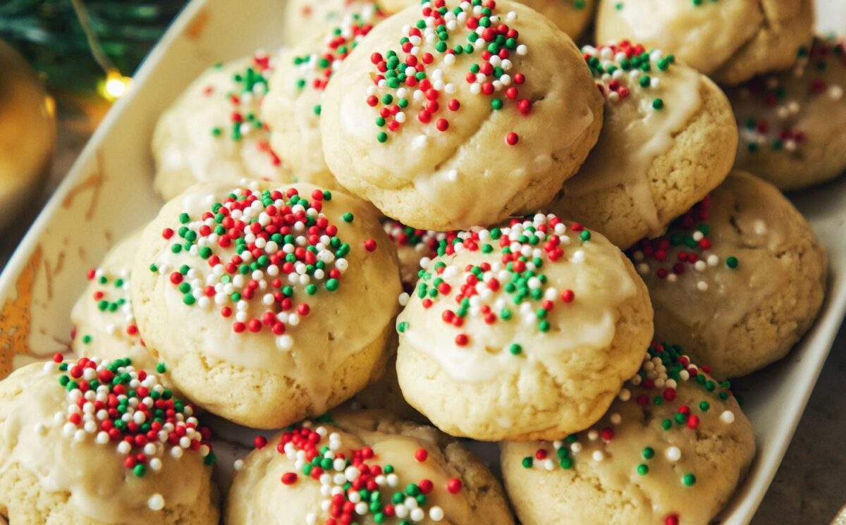 a stack of anginetti Italian Christmas cookies for festive cookie recipes