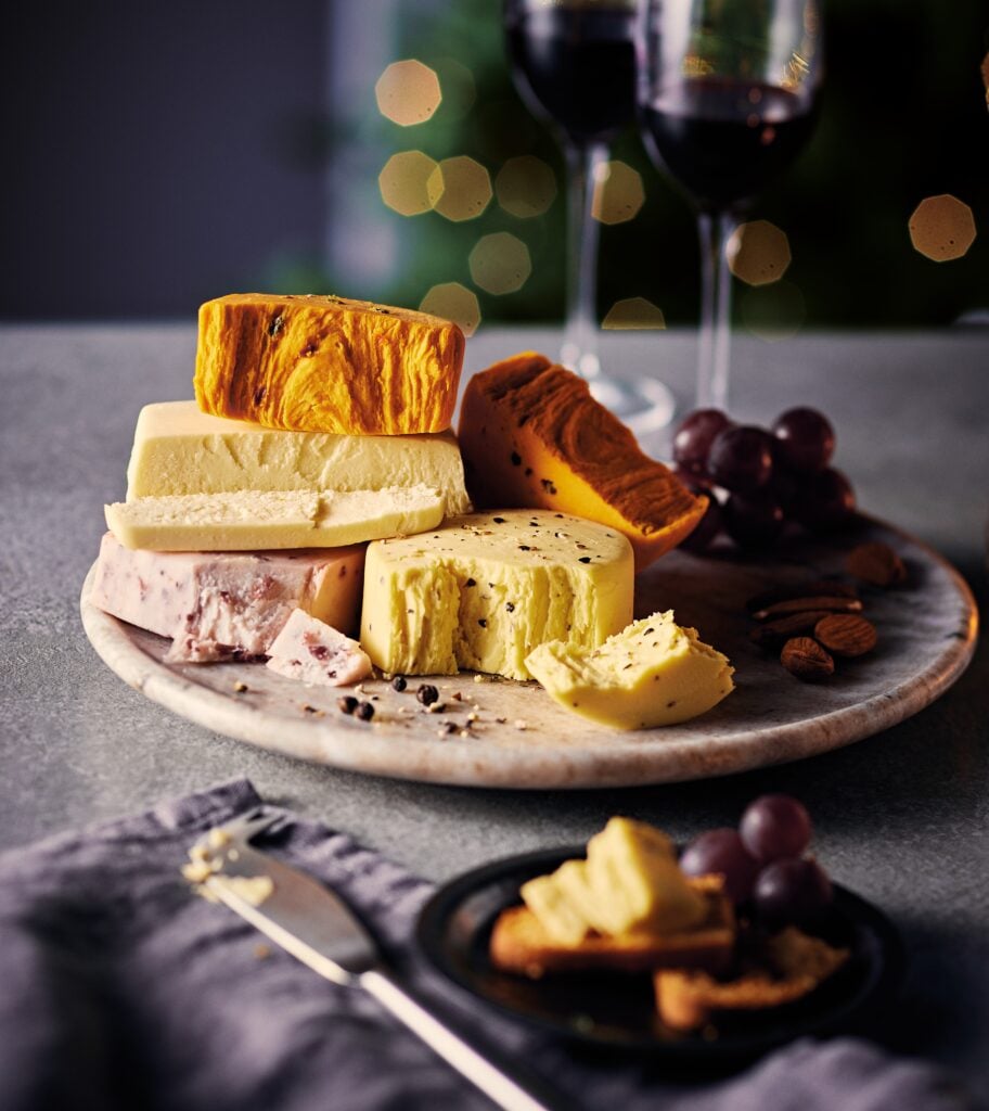 Photo shows Aldi's vegan-friendly cheese selection, which was also available last Christmas