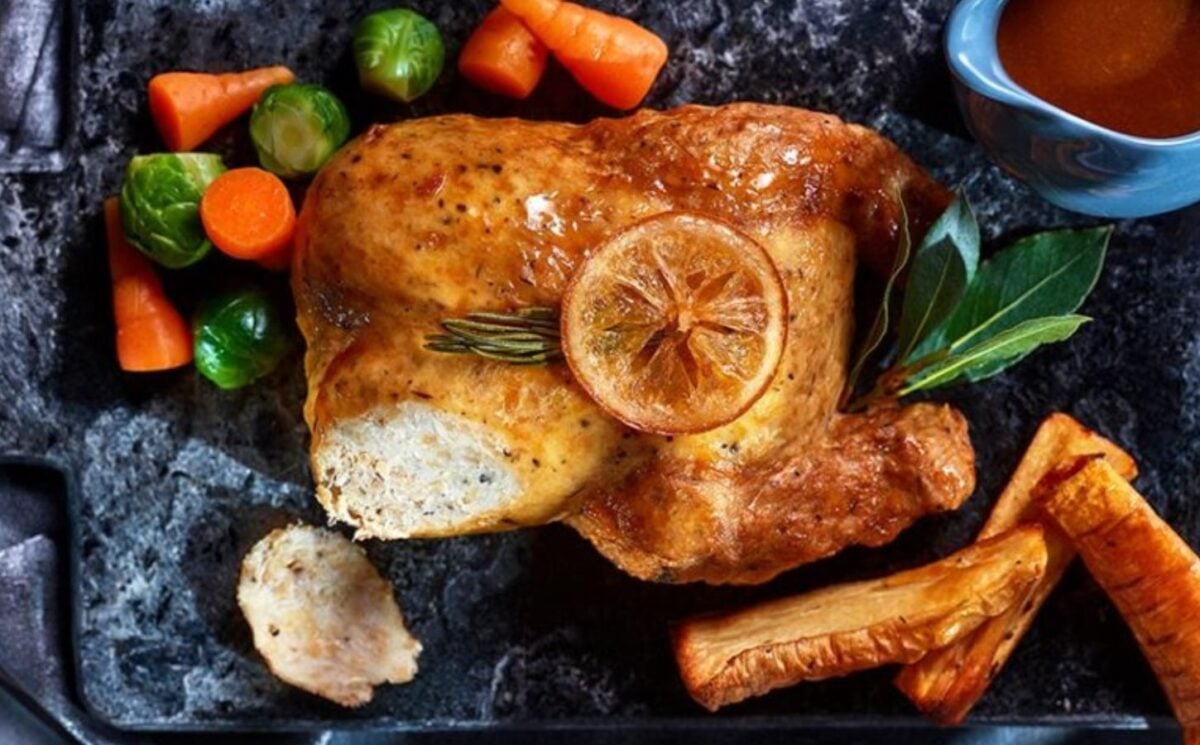 Photo shows Asda's vegan turkey crown which is available again this year