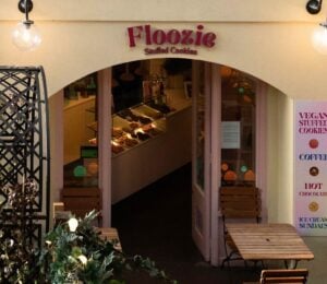 Photo shows the front of Floozie Cookies, a previously 100 percent plant-based bakery in Covent Garden, London, that recently announced it is no longer entirely vegan