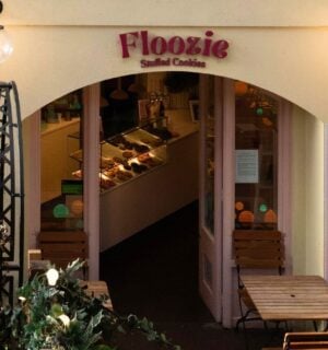 Photo shows the front of Floozie Cookies, a previously 100 percent plant-based bakery in Covent Garden, London, that recently announced it is no longer entirely vegan