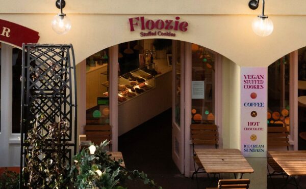 Photo shows the front of Floozie Cookies, a previously 100 percent plant-based bakery in Covent Garden, London, that recently announced it is no longer entirely vegan