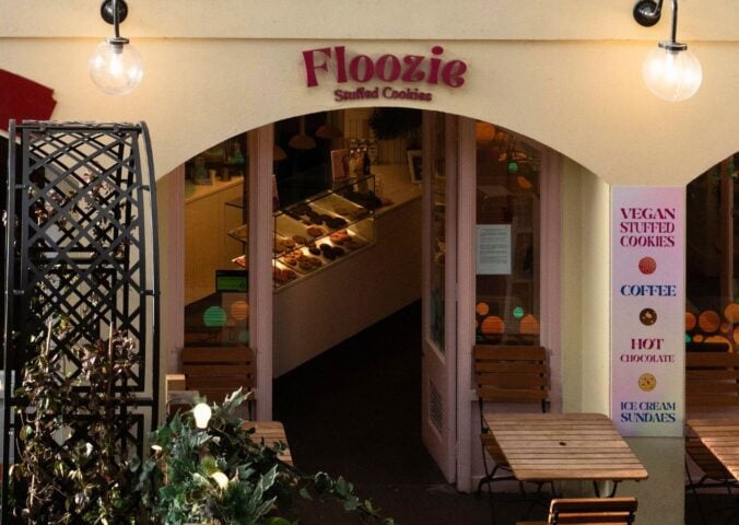 Photo shows the front of Floozie Cookies, a previously 100 percent plant-based bakery in Covent Garden, London, that recently announced it is no longer entirely vegan