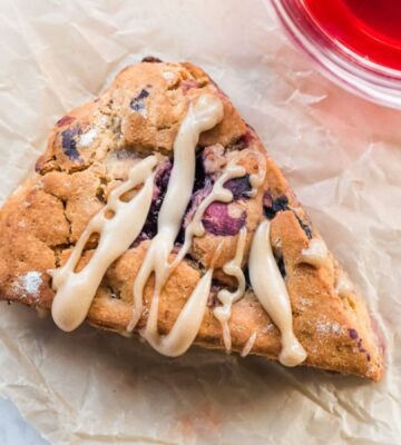 a picture of one of eight plant-based berry scones with lemon hibiscus cashew cream