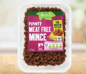 Photo shows a pack of Lidl GB's Vemondo Plant! Meat Free Mince, which bears The Vegetarian Society's Plant-Based Certification Mark
