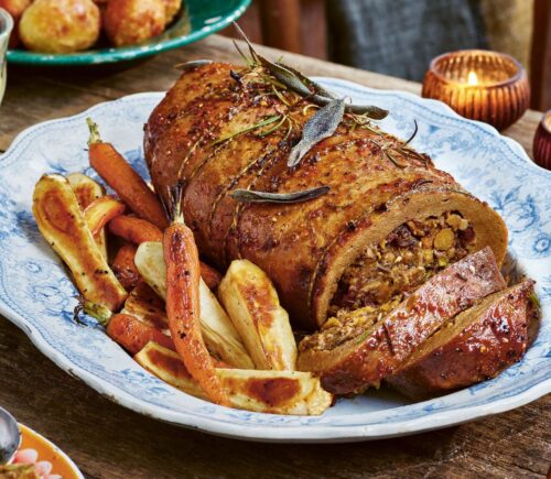 vegan stuffed roasted joint centerpiece for Christmas