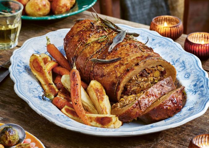 vegan stuffed roasted joint centerpiece for Christmas