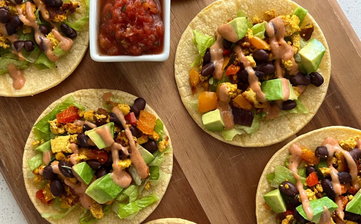 several tofu scramble tacos with soft shells for the very best recipes for Veganuary