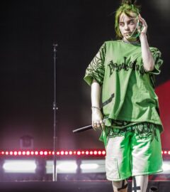 Photo shows Billie Eilish performing onstage at Leeds Festival in the UK on August 25, 2019