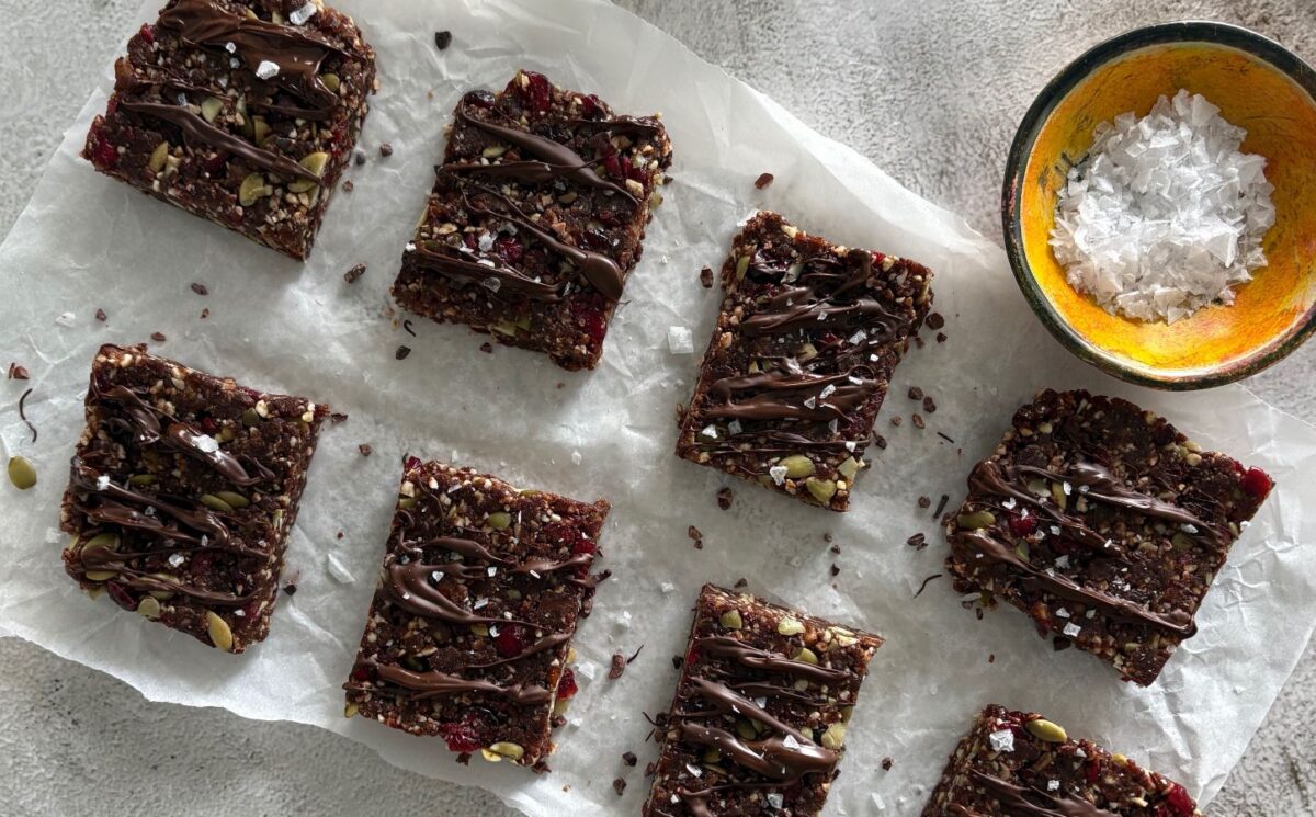 A selection of cranberry breakfast bars, a vegan post-workout snack for snacky sweets