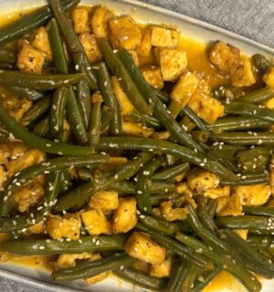 green beans and tofu with mandarin sauce