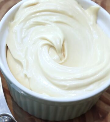 a close up of the homemade vegan butter with annatto