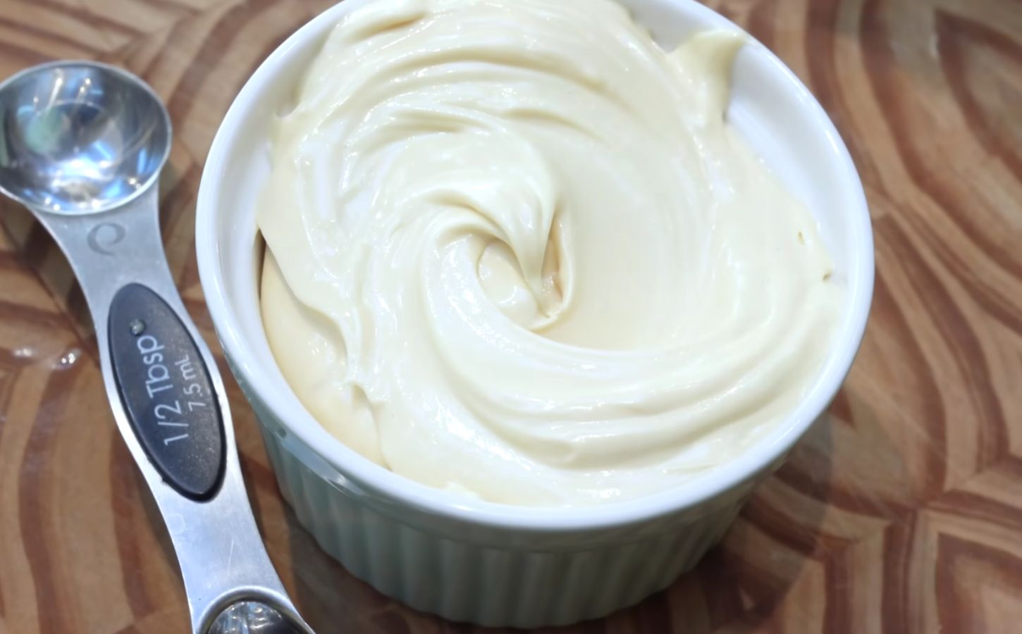 a close up of the homemade vegan butter with annatto