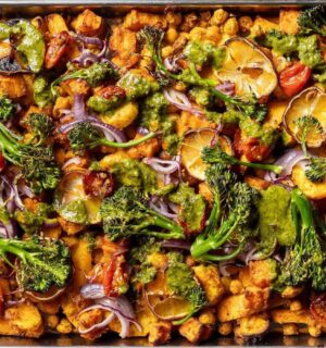 Photo shows a chickpea traybake made with a recipe from Romy London, which was one of the most-read stories of the year