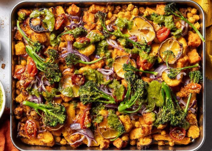 Photo shows a chickpea traybake made with a recipe from Romy London, which was one of the most-read stories of the year