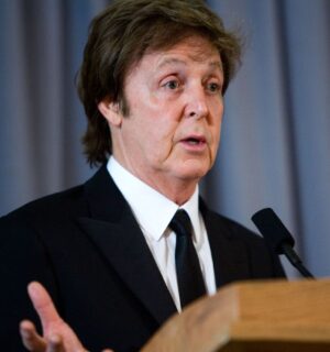 Photo shows Paul McCartney speaking at a podium. Paul McCartney and his family have called for the EU to reconsider its proposed ban on the use of ‘meaty’ words on plant-based food labels