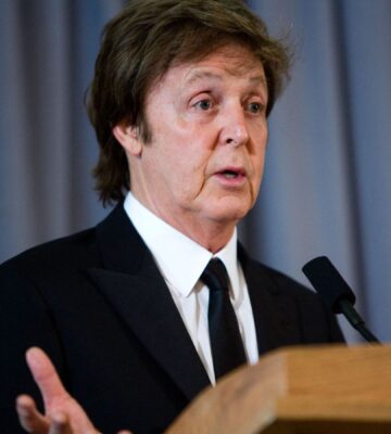 Photo shows Paul McCartney speaking at a podium. Paul McCartney and his family have called for the EU to reconsider its proposed ban on the use of ‘meaty’ words on plant-based food labels