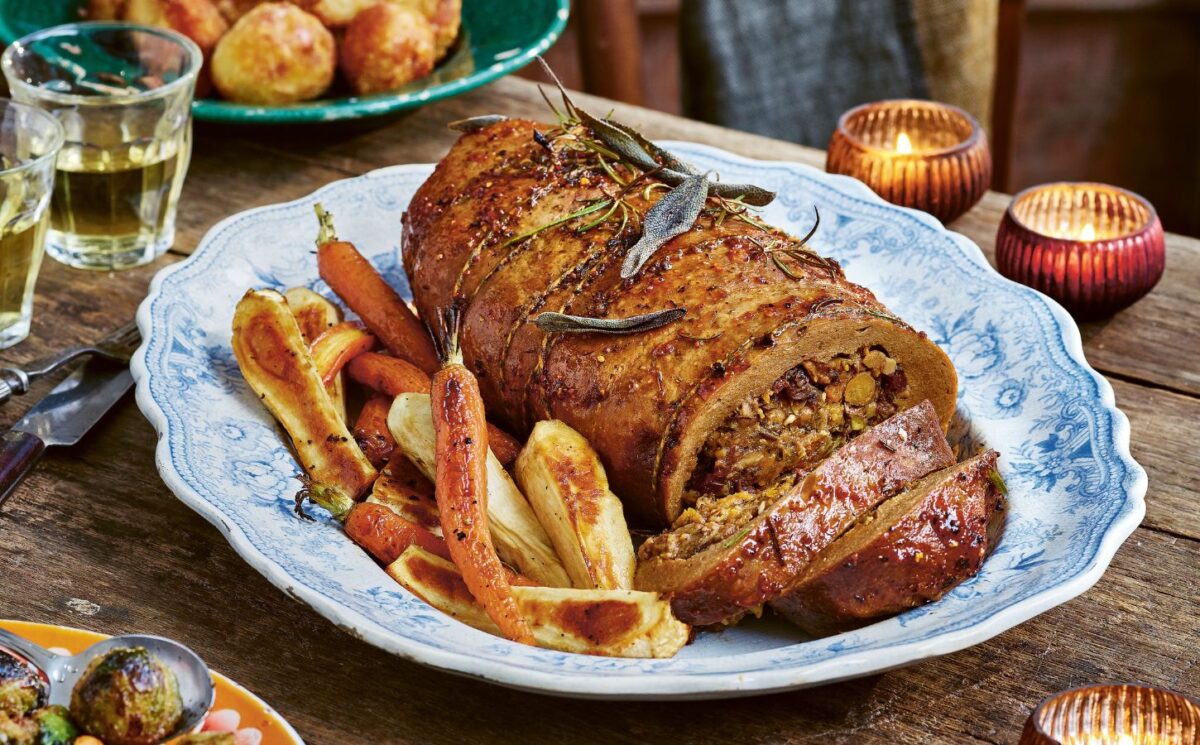 vegan stuffed roasted joint centerpiece for vegan Christmas continued