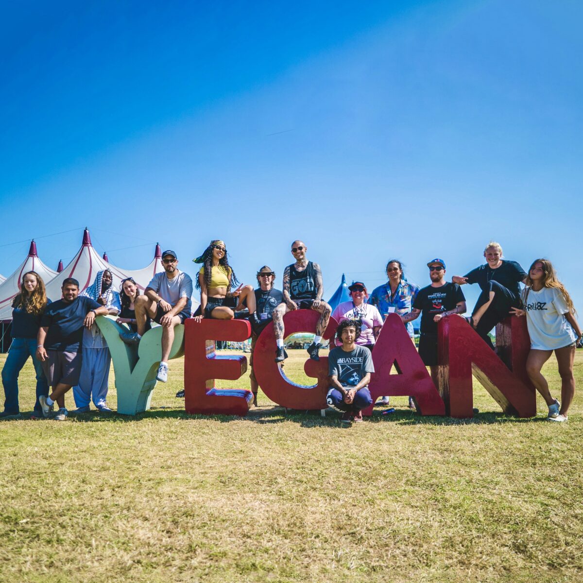 Photo shows some of the Vegan Camp Out team, including Jordan Martin, who told PBN that he "can't even believe" Vegan Camp Out 2026 will be the 10th anniversary