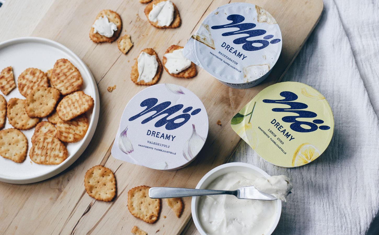 Photo shows some of the vegan cheese products made by Mö Foods