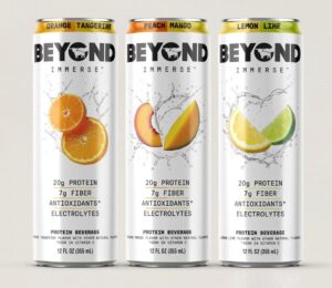 Photo shows the new "Immerse" range from Beyond Meat, which is made up of fruit-flavored, fizzy drinks with added protein
