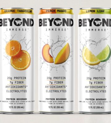 Photo shows the new "Immerse" range from Beyond Meat, which is made up of fruit-flavored, fizzy drinks with added protein