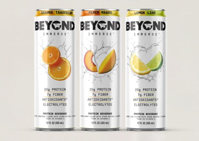 Photo shows the new "Immerse" range from Beyond Meat, which is made up of fruit-flavored, fizzy drinks with added protein