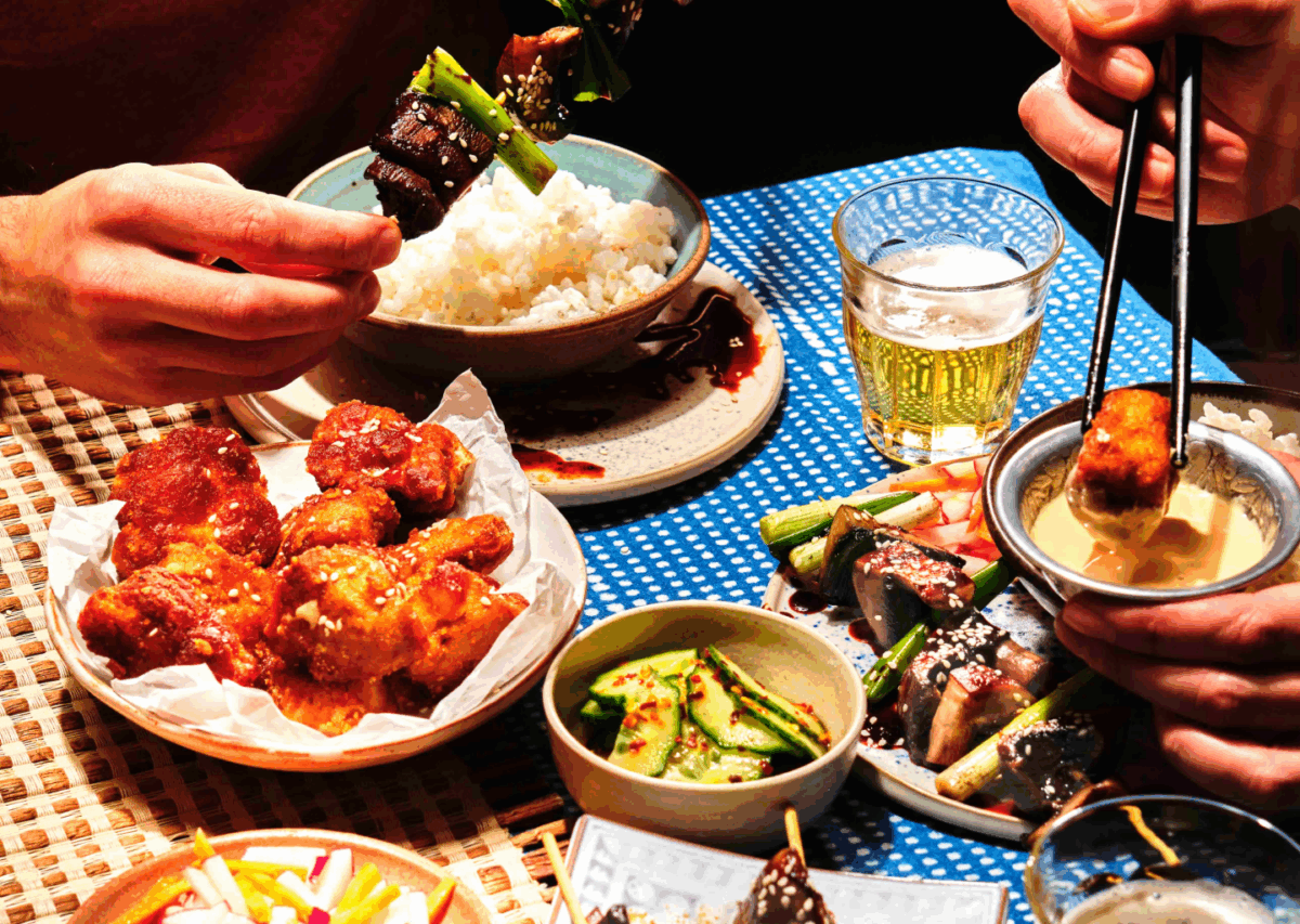 Photo shows two people eating some of this Veganuary's Grubby meal kit options