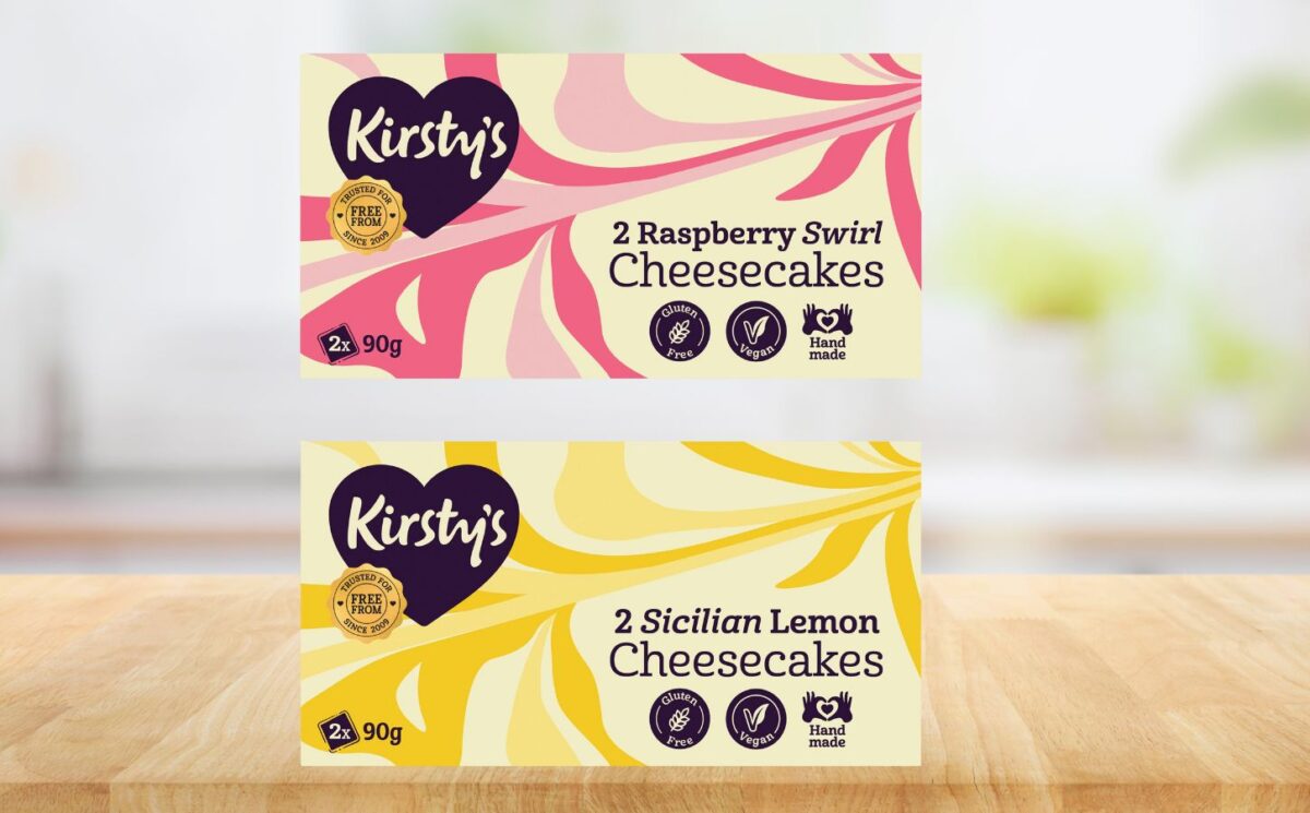 Photo shows the two new Kirsty's vegan cheesecakes, available at UK supermarkets now