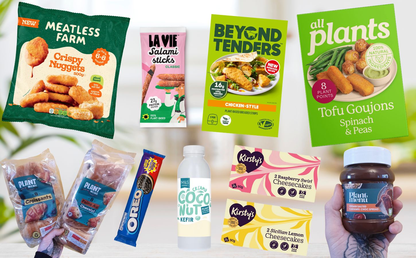 Photo shows a selection of the products and packaging from Plant Based News's biggest food launches of Veganuary 2026 roundup