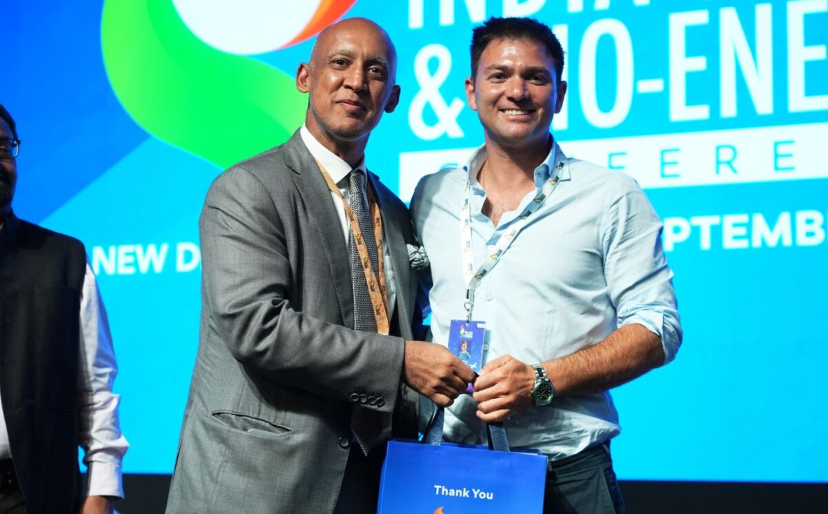 Photo shows Gautam Goel, the managing director and CEO of Dhampur Bio Organics Limited (DBO), and David Brandes, the co-founder and CEO of Planetary. The two companies are potentially collaborating to produce affordable mycoprotein for the Indian market