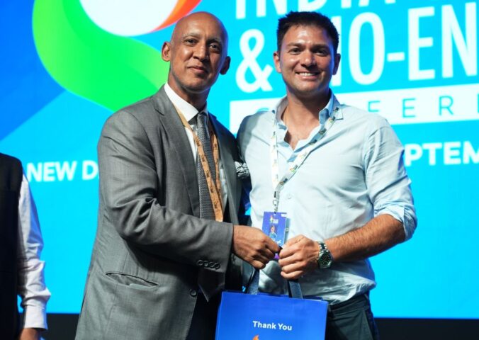 Photo shows Gautam Goel, the managing director and CEO of Dhampur Bio Organics Limited (DBO), and David Brandes, the co-founder and CEO of Planetary. The two companies are potentially collaborating to produce affordable mycoprotein for the Indian market