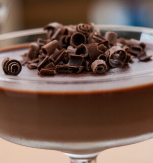 coconut milk dark chocolate mousse with vanilla extract and vegan chocolate