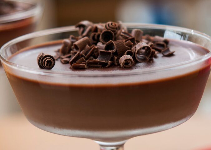 coconut milk dark chocolate mousse with vanilla extract and vegan chocolate