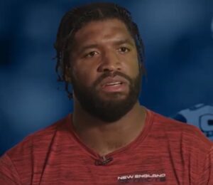 Photo shows Deatrich Wise Jr being interviewed for the New England Patriots YouTube channel. Deatrich Wise Jr has been vegan for nearly nine years, and is the latest person to support Veganuary 2026