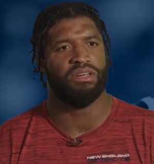 Photo shows Deatrich Wise Jr being interviewed for the New England Patriots YouTube channel. Deatrich Wise Jr has been vegan for nearly nine years, and is the latest person to support Veganuary 2026