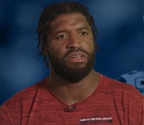 Photo shows Deatrich Wise Jr being interviewed for the New England Patriots YouTube channel. Deatrich Wise Jr has been vegan for nearly nine years, and is the latest person to support Veganuary 2026