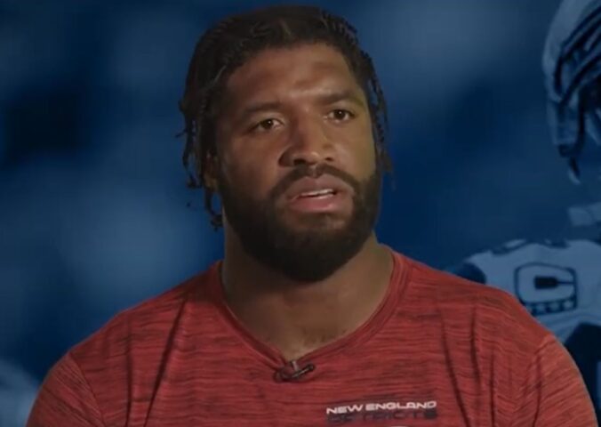 Photo shows Deatrich Wise Jr being interviewed for the New England Patriots YouTube channel. Deatrich Wise Jr has been vegan for nearly nine years, and is the latest person to support Veganuary 2026
