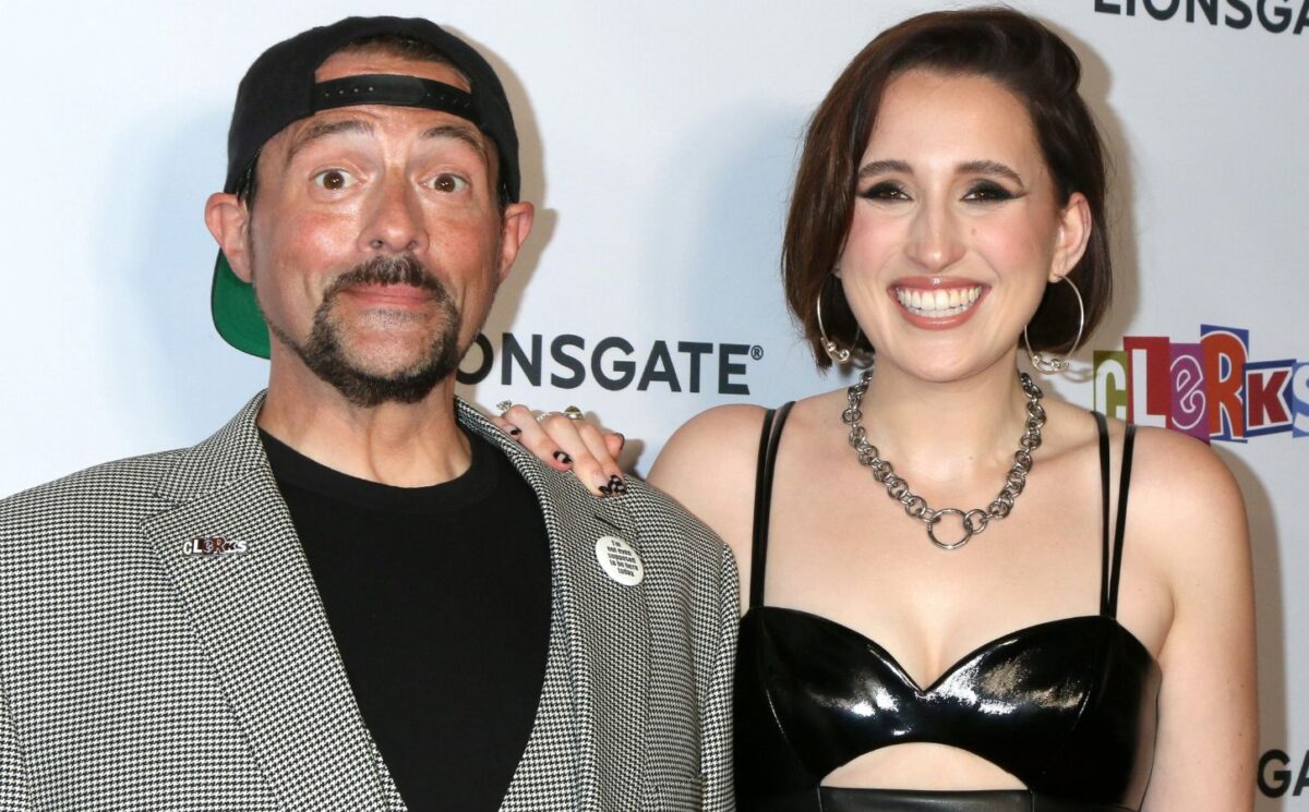 Photo shows Kevin Smith and Harley Quinn Smith at the Clerks III Premiere in Los Angeles in 2022. Kevin and Harley Smith have just brought back their show 'Vegan Abattoir'