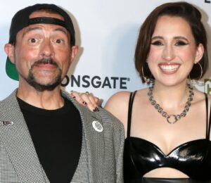 Photo shows Kevin Smith and Harley Quinn Smith at the Clerks III Premiere in Los Angeles in 2022. Kevin and Harley Smith have just brought back their show 'Vegan Abattoir'