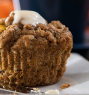 orange muffins with ginger and hemp hearts with spelt flour and demerara sugar