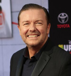 Photo shows Ricky Gervais at at the premiere of 2014's 'Muppets Most Wanted' at the El Capitan Theater in Los Angeles. Ricky Gervais recently appeared on the Romesh Ranganathan Show, where the vegan comedians discussed Gervais's recent donation of £2.5 million to various animal charities